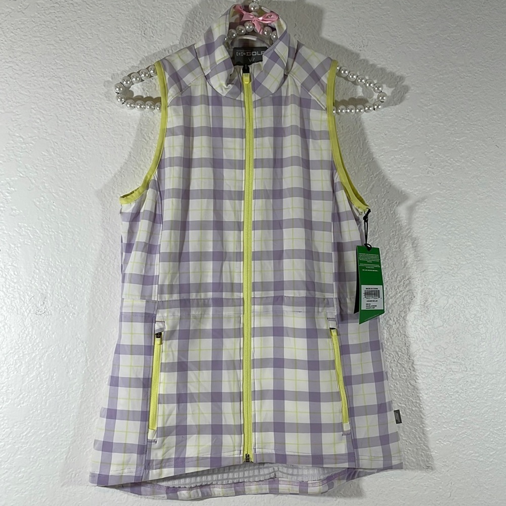 NWT Skechers Performance GoGolf Augusta Lavender Vest Polo Zip Pockets Size XS